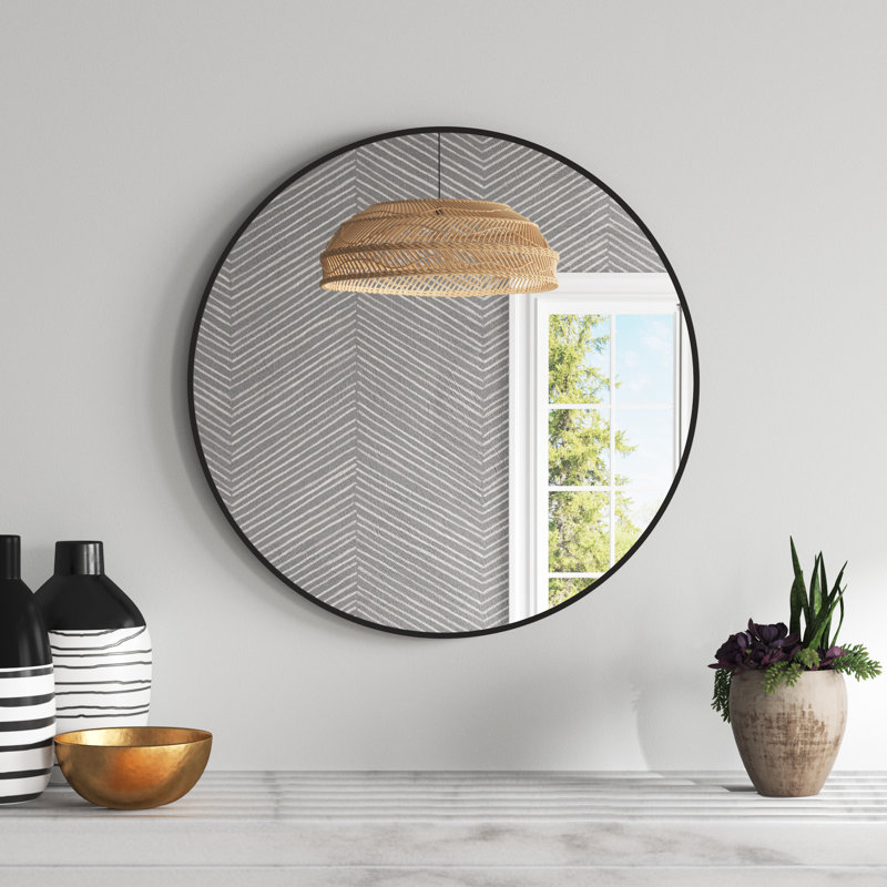 Miroir de salle de bain mural Lundys, 24 po x 24 po, Noir