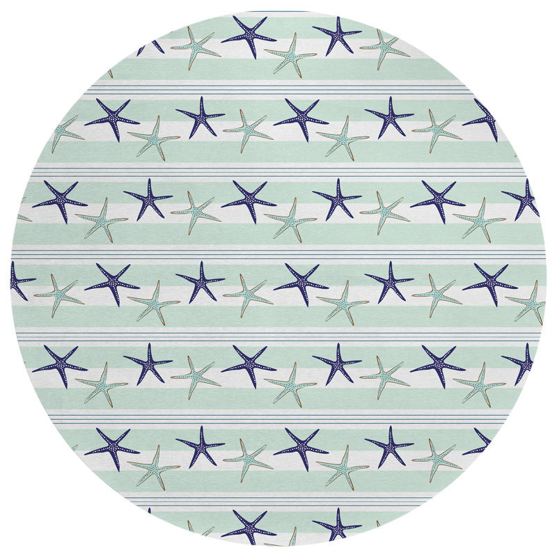 Genata Washable Geometric Indoor / Outdoor Rug, Round 8'