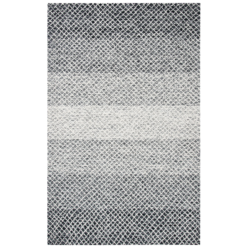 Micro-Loop Hand Tufted Wool And Cotton Geometric Rug, Rectangle 6' x 9'