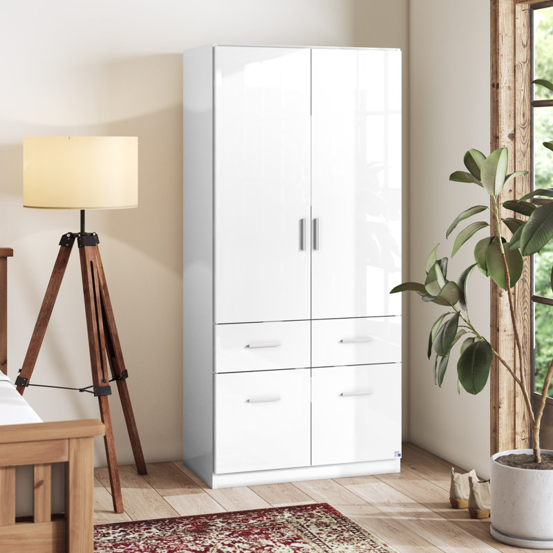 Celle 2 Door Wardrobe, Highgloss white and alpine white