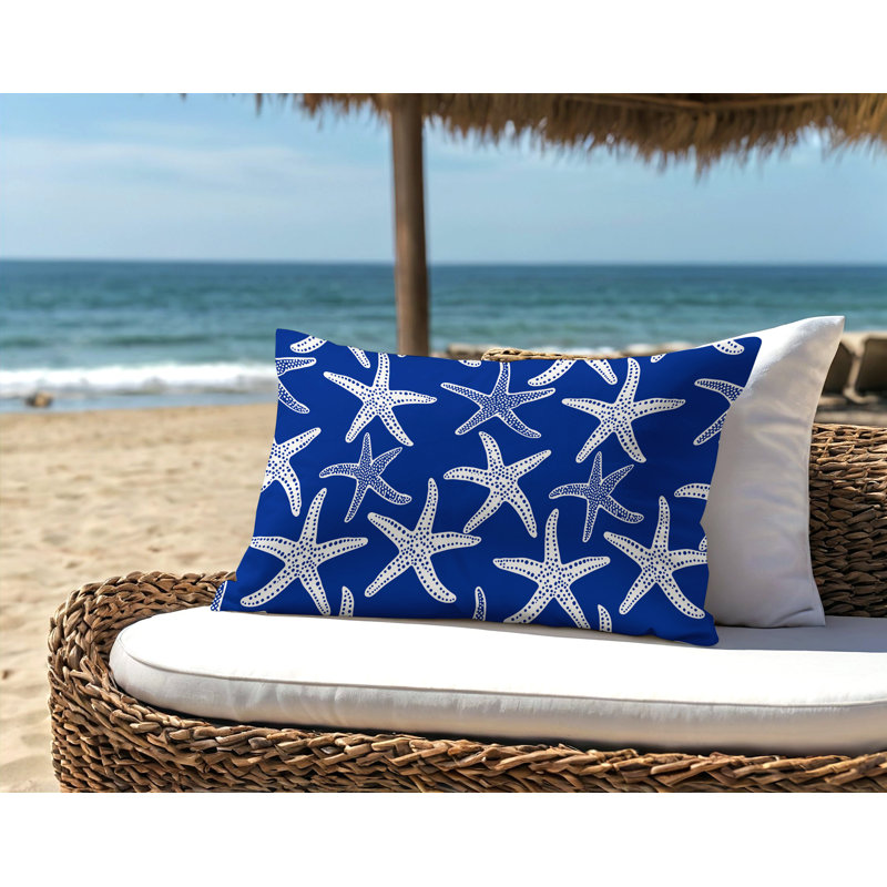 Barnon Reversible Throw Pillow, NavyBlue, 14"H x 20"W