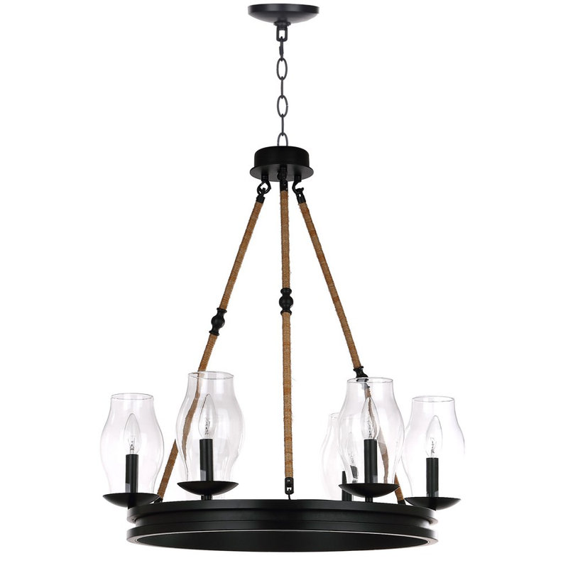 Anannya 6 - Light Dimmable Wagon Wheel Chandelier