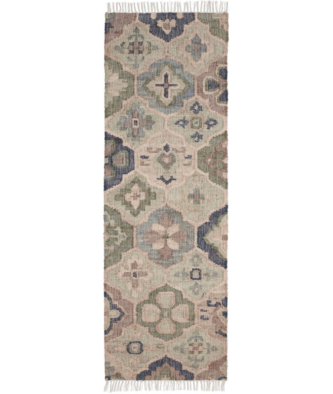 Pali Blue Handwoven Jute Rug, Runner-2.5x8