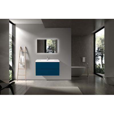 Meuble-lavabo simple 35,4 po avec plateau en acrylique Kuriakos