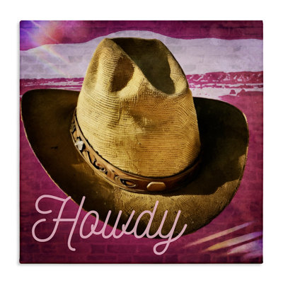 "Howdy Cowboy Hat" sur toile rose par Graffi *ee Studios