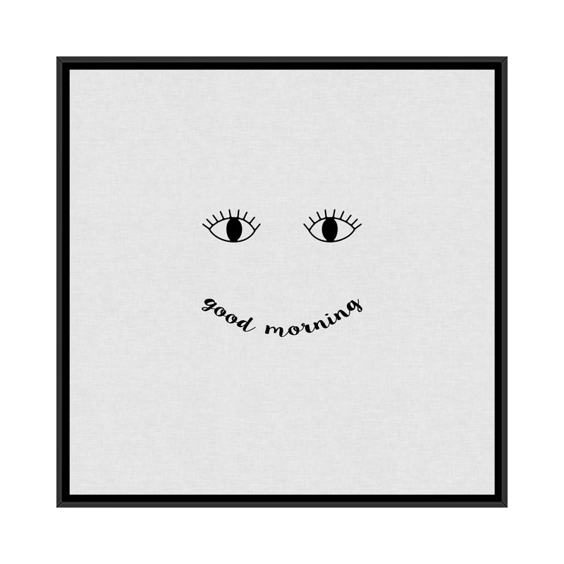 « good matin », impression sur toile, H 18 po x l 18 po x P 1,5 po, Toile avec cadre noir, Pas de tapis