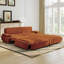 Divan-lit gigogne convertible 3-en-1 94,5 po très grand lit, causeuse multifonctionnelle en velours côtelé orange-130602811-132420581-132420583