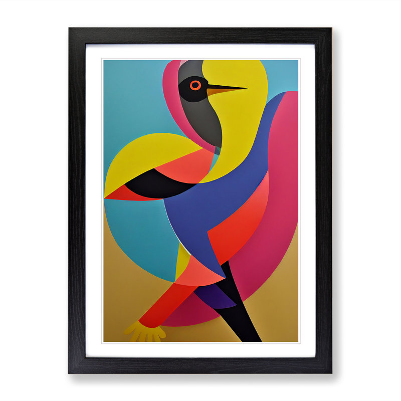 Bird In Abstract - Single Picture Frame Print, Black Framed, 46cm H x 34cm W