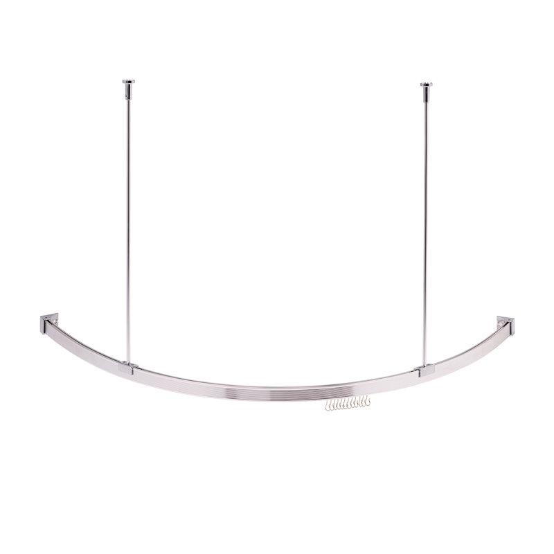 1750cm Curved Fixed Shower Curtain Pole & Hook Set