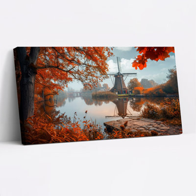 Automne moulin à vent, reproduction d'art sur toile, ensemble de 1