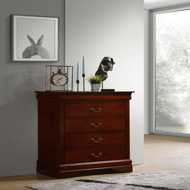 Commode 4 tiroirs, cerise, Cerisier
