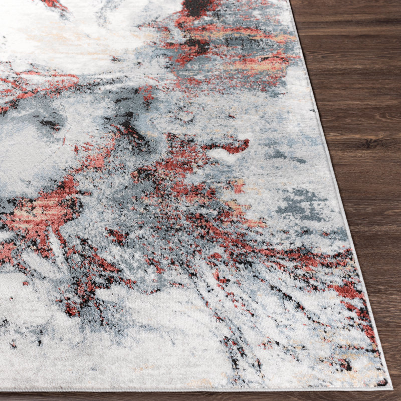 Tapis gris / rouge foncé Dittmer, Rectangle 6 pi 7 po x 9 pi