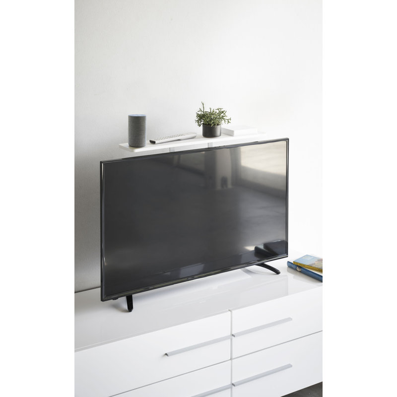 Yamazaki Home Tv Shelf, Screen Mount Remote Rack Accessory Stand, Steel, White