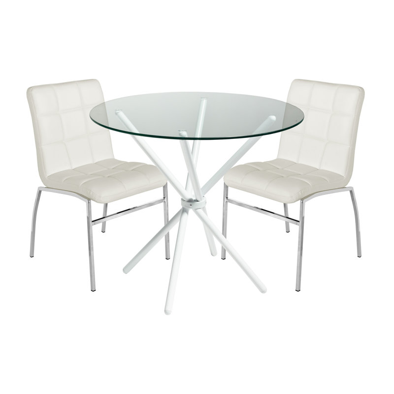 Aadam 2 - Person Dining Set, White, Beige