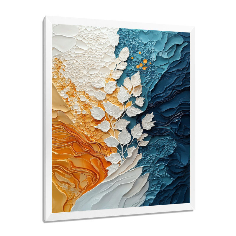 Orah - art mural abstrait, H 40 po x l 30 po, Reproduction encadrée d'une seule photo, Blanc