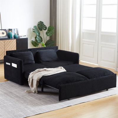 Versatile Corduroy Sleeper Sofa With Adjustable Backrest And Ample Storage, Perfect For Any Living Space.