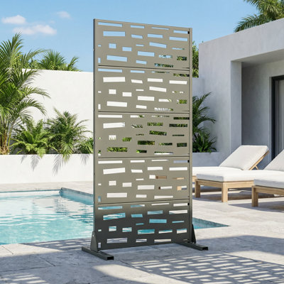 183cm H x 120cm Freestanding Steel Privacy Screen Fence Panels Metal Trellis Outdoor Divider for Patio, Balcony, Backyard, Pool, Indoor Room