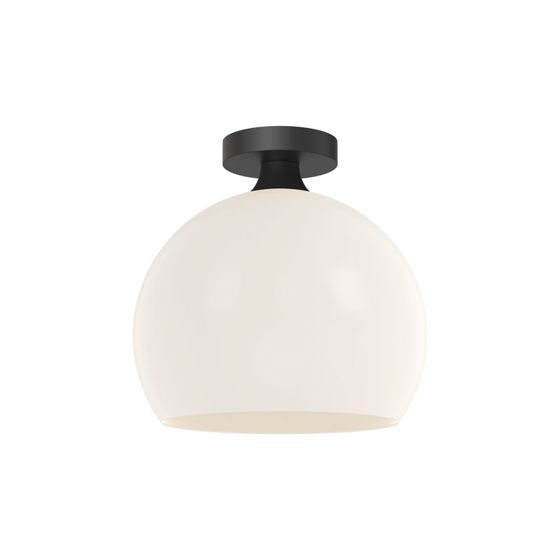 Plafonnier encastré 1 lumière Castilla 11,875 po, Opale matte, Noir mat