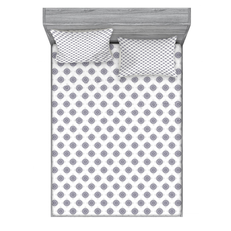 Microfiber Sheet Set, Queen Sheet Set with Fitted Sheet, Geometric 2