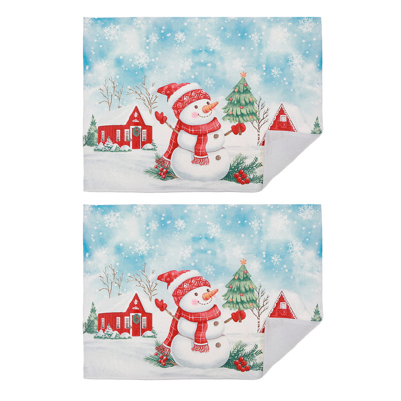 Tapis de séchage en microfibre (bonhomme de neige) - ensemble de 2