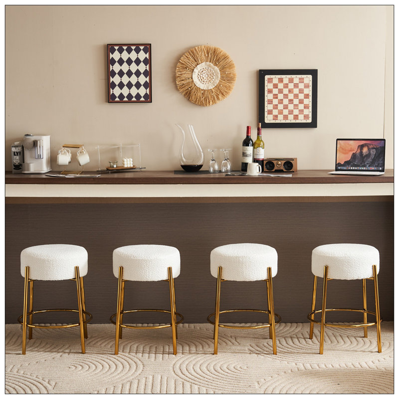 Tabourets de bar ronds, ensemble de 2 - Tabourets de salle à manger rembourrés contemporains pour cuisines, cafés et bars - comprend des pieds de support robustes