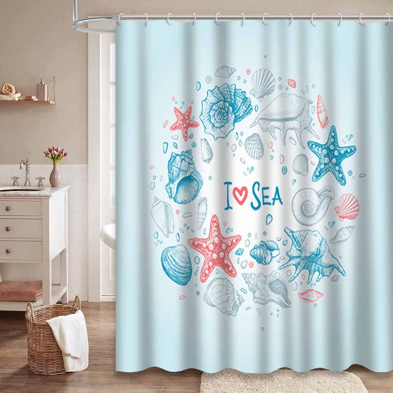 Rideau de douche dessiné avec 12 crochets, L 72 po x l 84 po