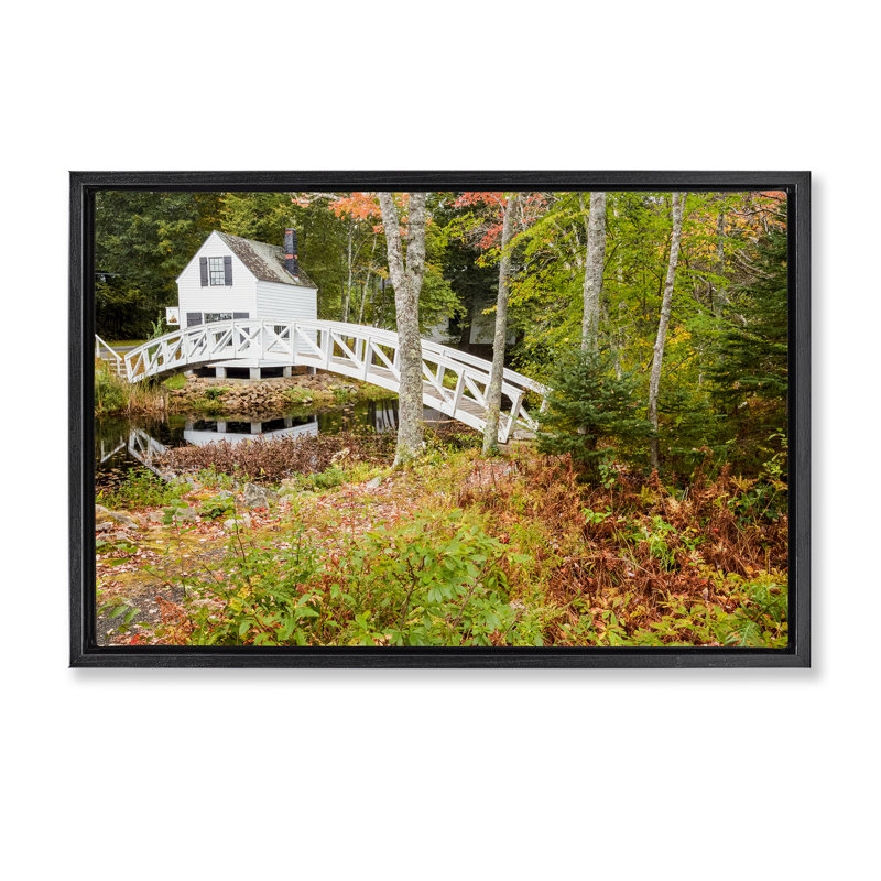 Cadre flottant Bar Harbor Town Bridge, design par Jon Evan, Cadre flottant noir de jais, H 17 po x l 25 po