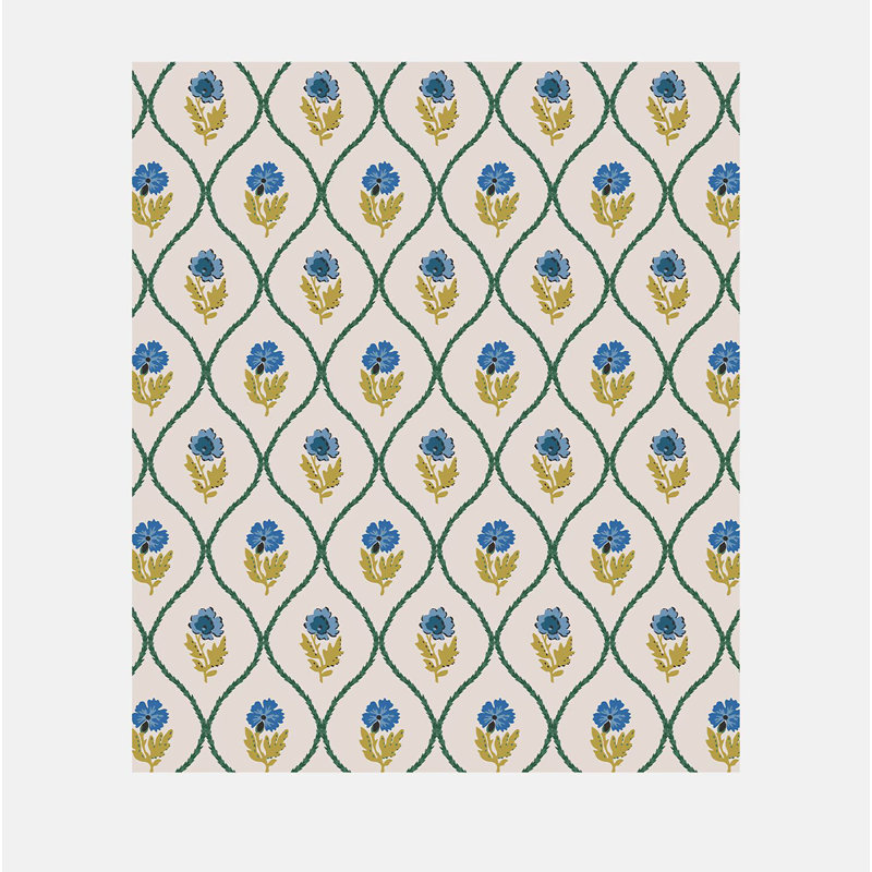 Joules Trellis Floral Creme Gold Wallpaper