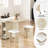 Drop Leaf Dining Table,Folding Dining Table With 6 Wheels And Four Leather Stools,Space Saving Dining Table And Chairs For Dining Room, Kitchen-1903155462-1903155456-1903155459