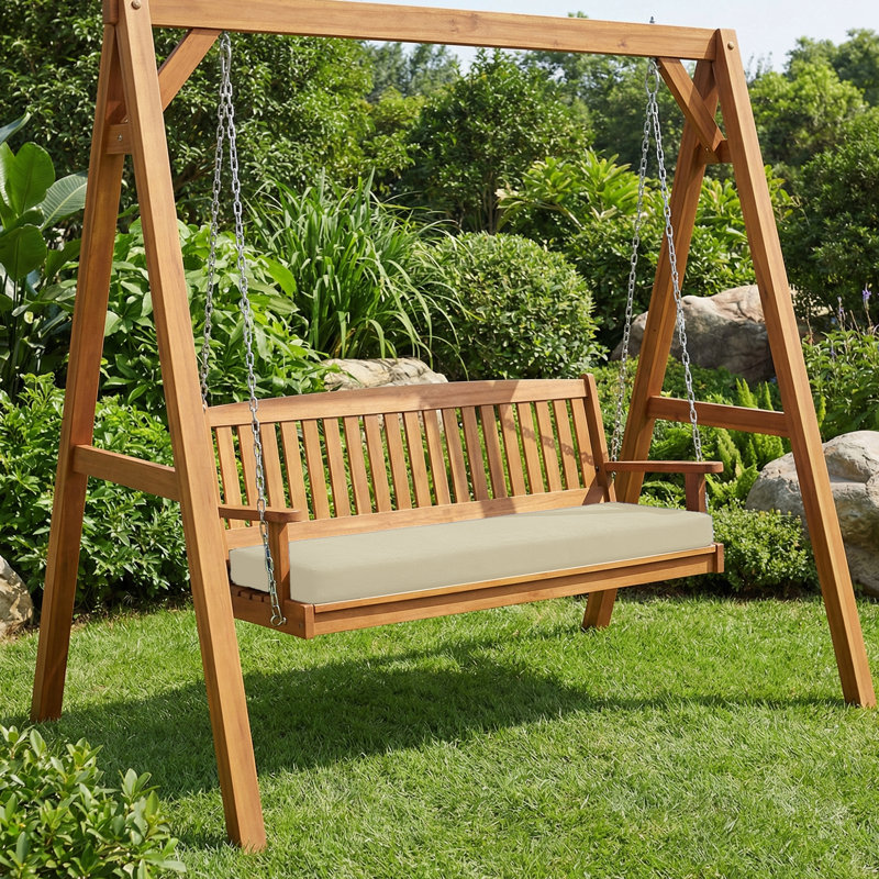 Outdoor Bench Cushion, Rainproof Patio Furniture Cushions for Porch Swing with Ties, Beige, 48"×16"