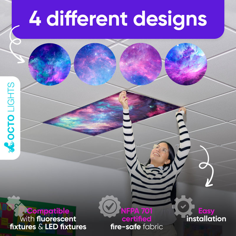 Purple Nebula Magnetic Polyester Fluorescent LED Light Covers