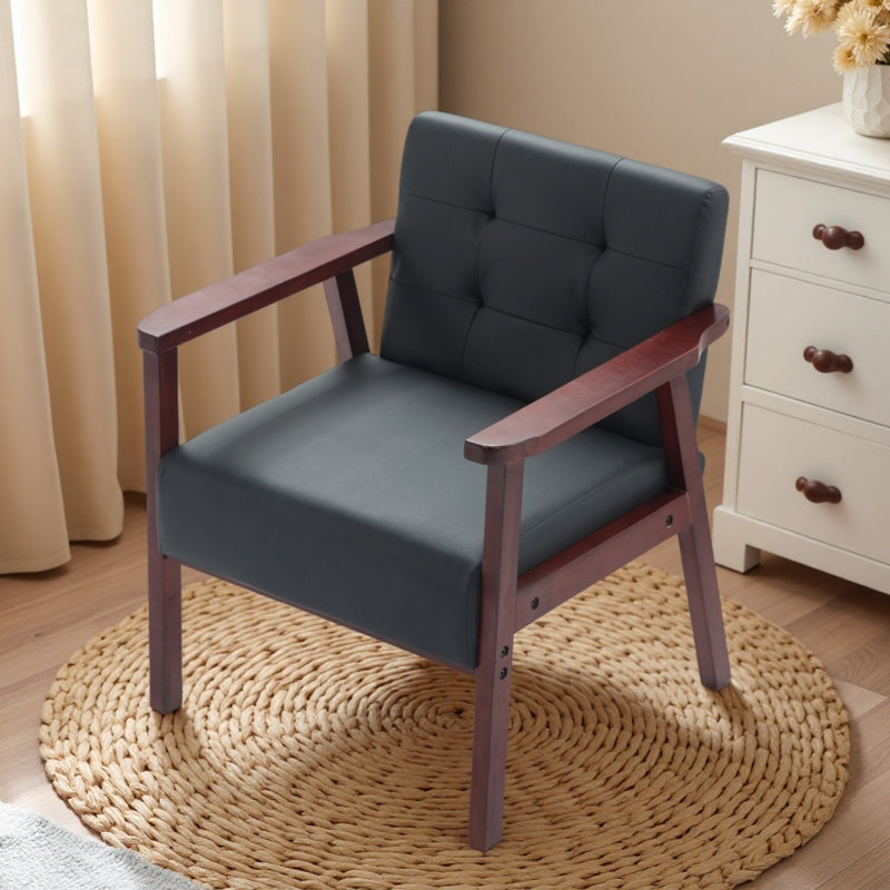  Fauteuil d'appoint en bois noir Pu