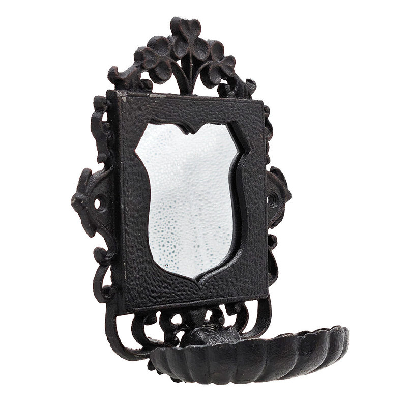 Porte-savon en fonte noir 6,3 x 3,9 x 8,2 po avec miroir