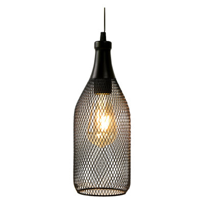 Williston Forge 33Cm Black Cylinder LED Pendant with Wrought Iron Accents