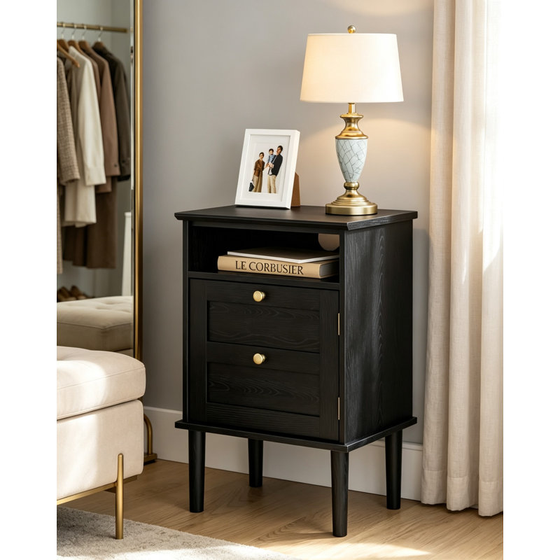 39 cm W Bedside Table, Black