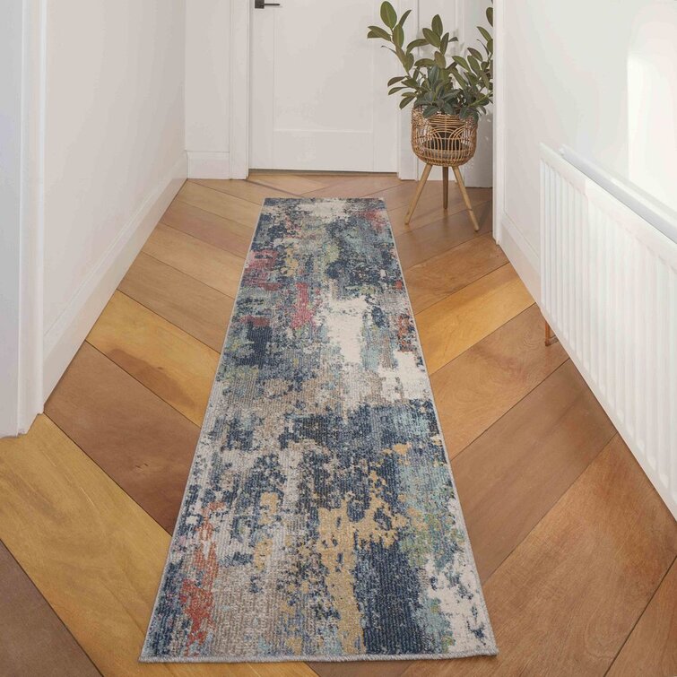 Olivieri Abstract Machine Woven Blue/Yellow/Red Area Rug