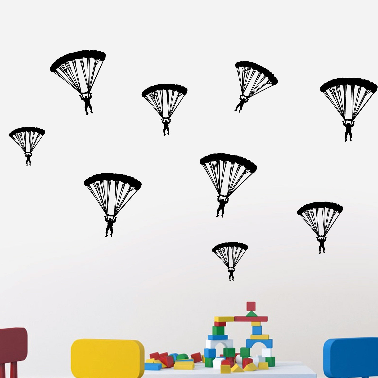 Army Soldier Paratroopers Wall Decal - DIY Military Theme Stickers For Kids Room Decor