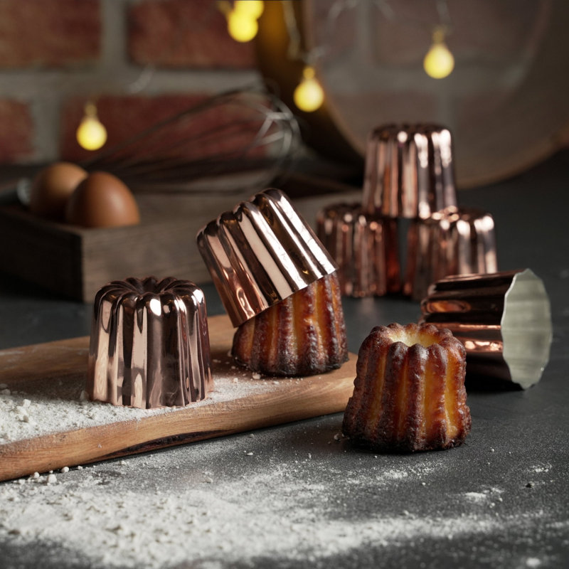 Ensemble de 6 moules en cuivre français fabriqués à la main - Moules en cuivre pour des pâtisseries parfaites