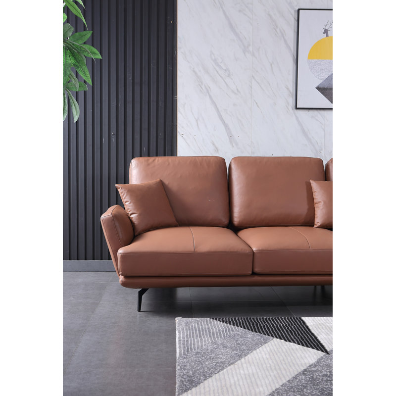 Galaxy Sectional, Right Hand Facing, Russet Brown Genuine Leather