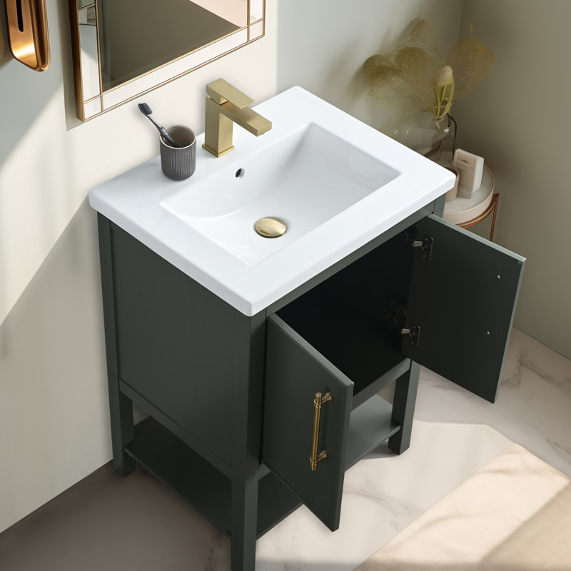 Ensemble de meuble-lavabo simple 24 po Jewell, Vert rétro