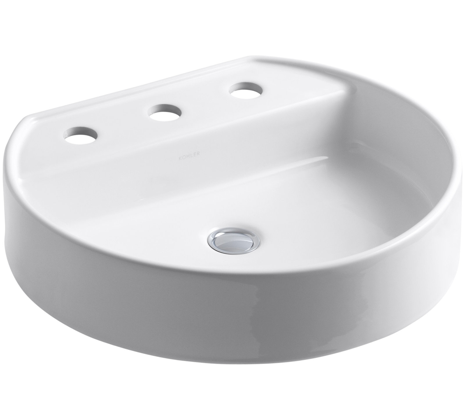 Chord Wading Pool Vessel Bathroom Sink, White, 8" Centers