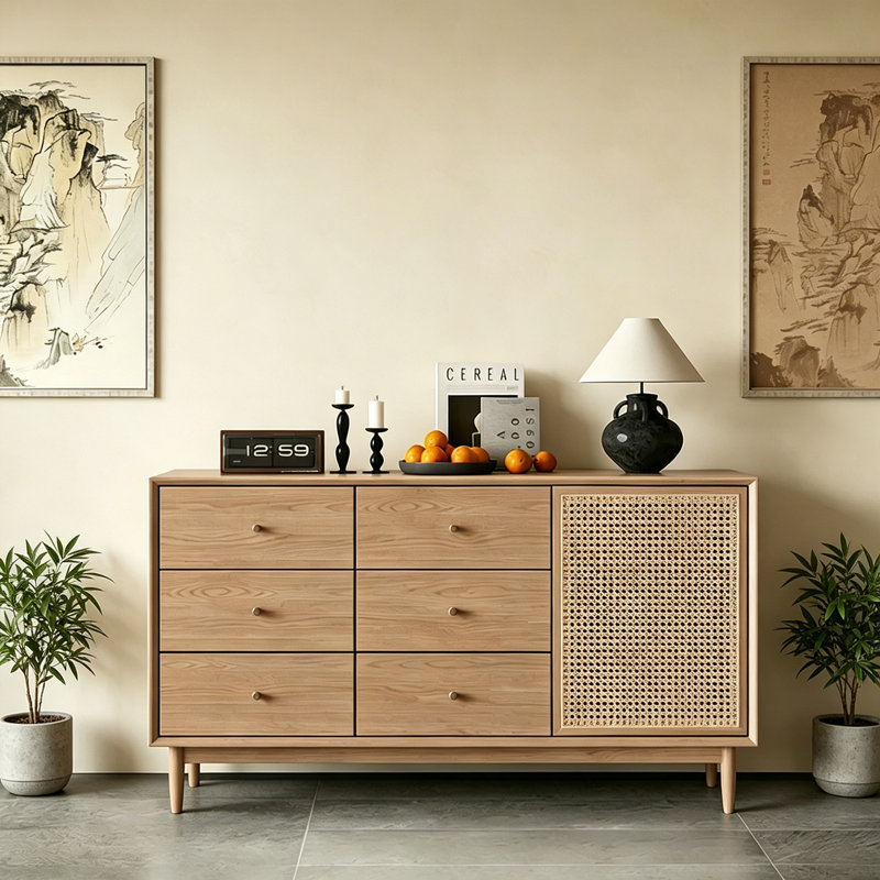 Buffet luxueux rétro de style chinois, 35.4" H x 47.2" W x 15.7" D