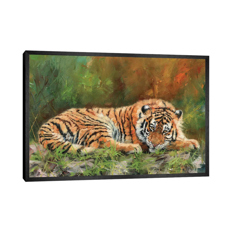 Amur Tiger Repose 1 Piece Wall Art on Canvas, 152.5 cm H x 101.5 cm W, Black Framed