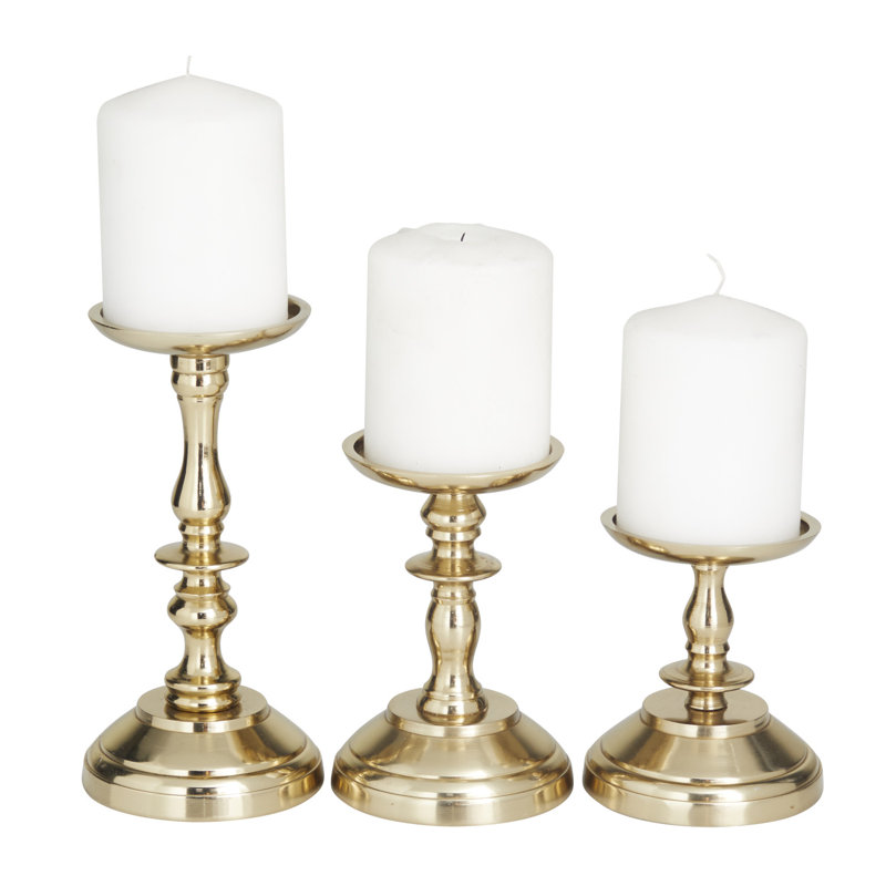 Chandelle de table en aluminium 3 pièces, Or