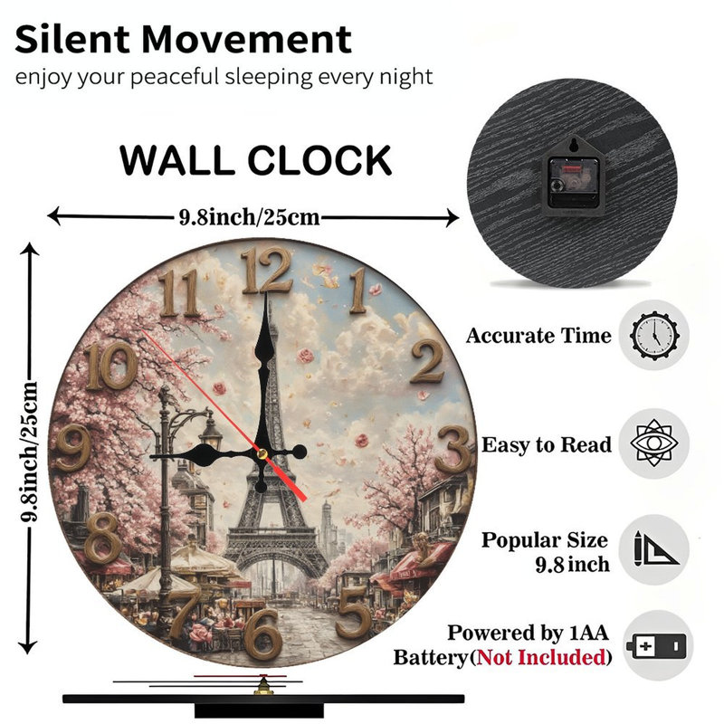 Horloge de Paris, Tour Eiffel, fleurs