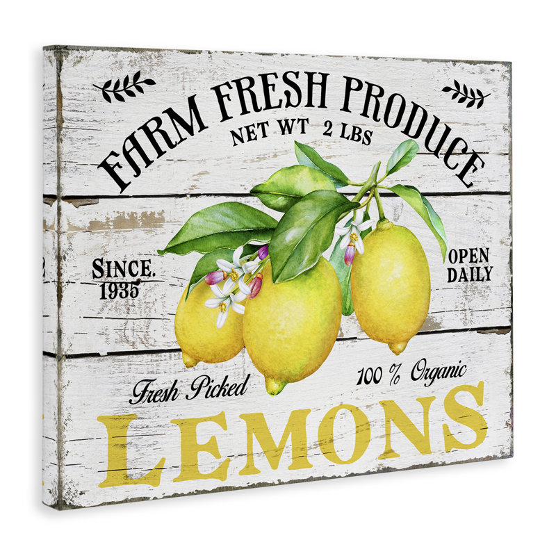 "Farm Fresh Produce Lemons", art mural sur toile par Creatif Belle bp-564_CN, H 36 po x l 48 po