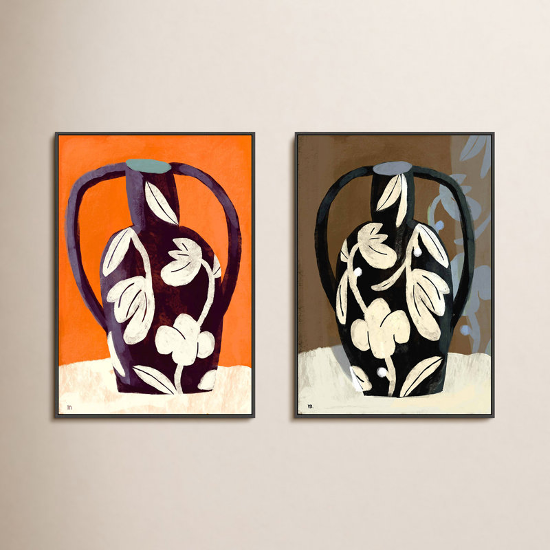 Black Vases Print by Marco Marella For Studio M, Black Framed Canvas, 38" H x 26.5" W x 1.25" D