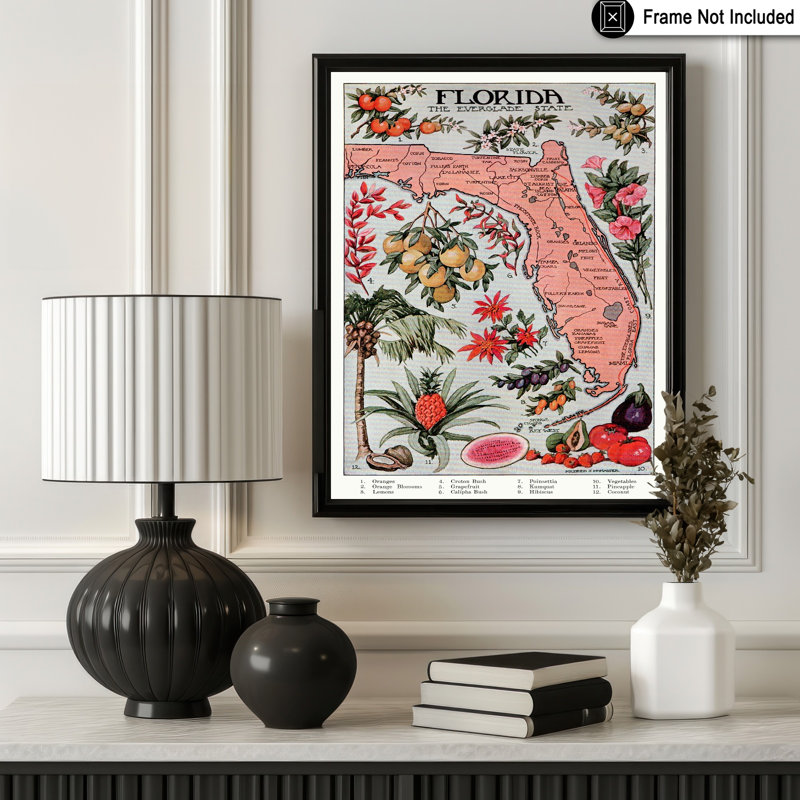 Floride - État de Everglade, Sans cadre, Affiche, H 24 po x l 32 po