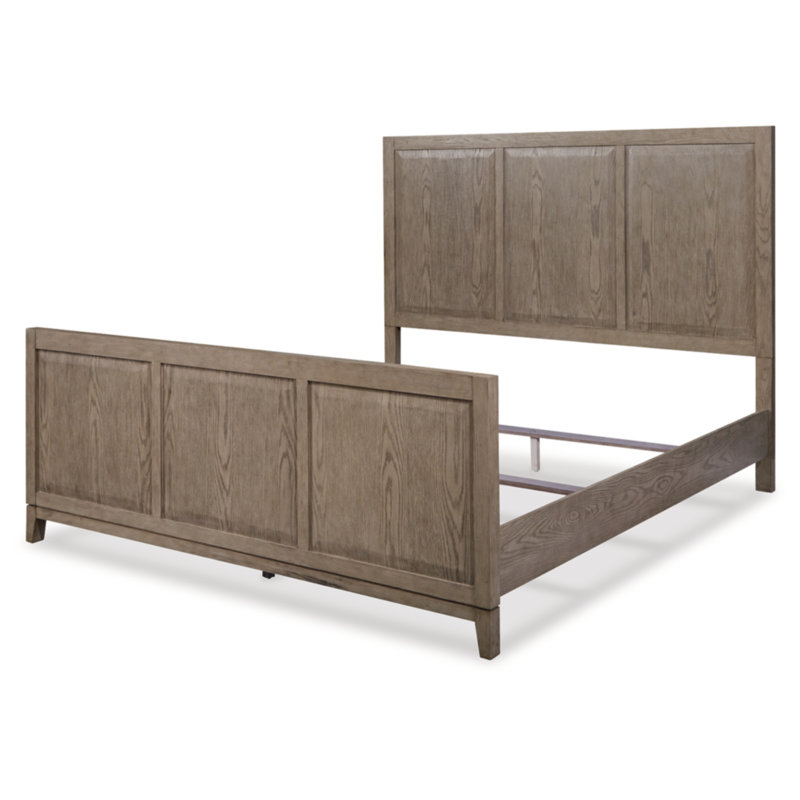 Gray Queen Wood Frame Panel Bed with Headboard