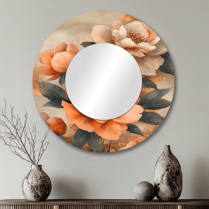 Peony Autumn Blooms Serenade I - décoration murale miroir floral - imprimé sur métal, 29 po x 29 po